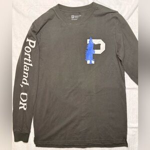 Long Sleeve Tee - Gray with Blue Accent